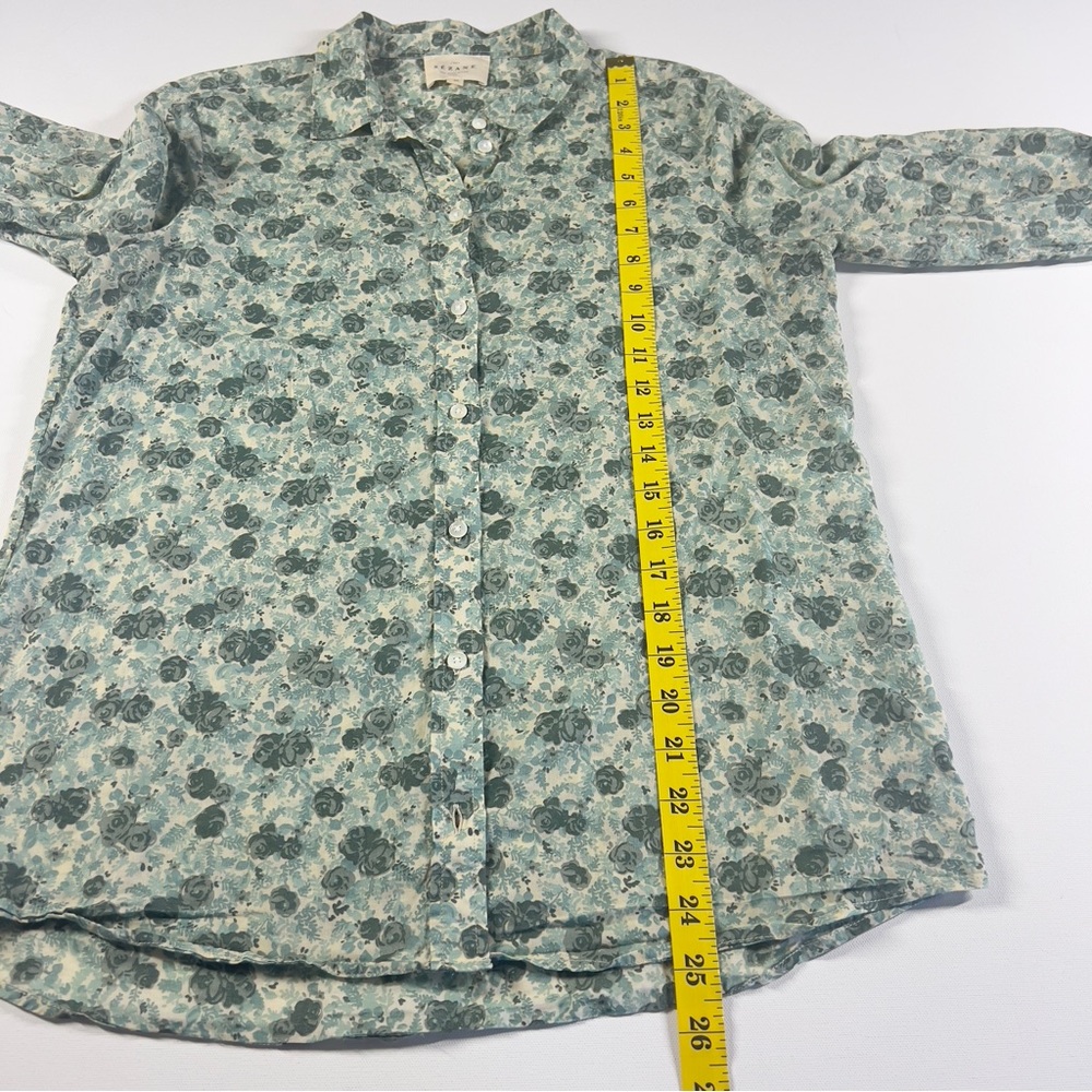 Sezane Green Floral Cotton Blouse Top Size 36 US 4 - Picture 11 of 12